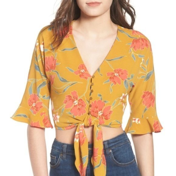 New ASTR the Label‎ Tie Front Crop Top - Picture 1 of 4